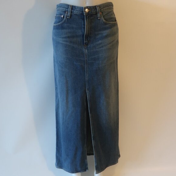 NWT Womens Agolde Blue Long Maxi Denim Leif Skirt 25 * - Picture 4 of 13